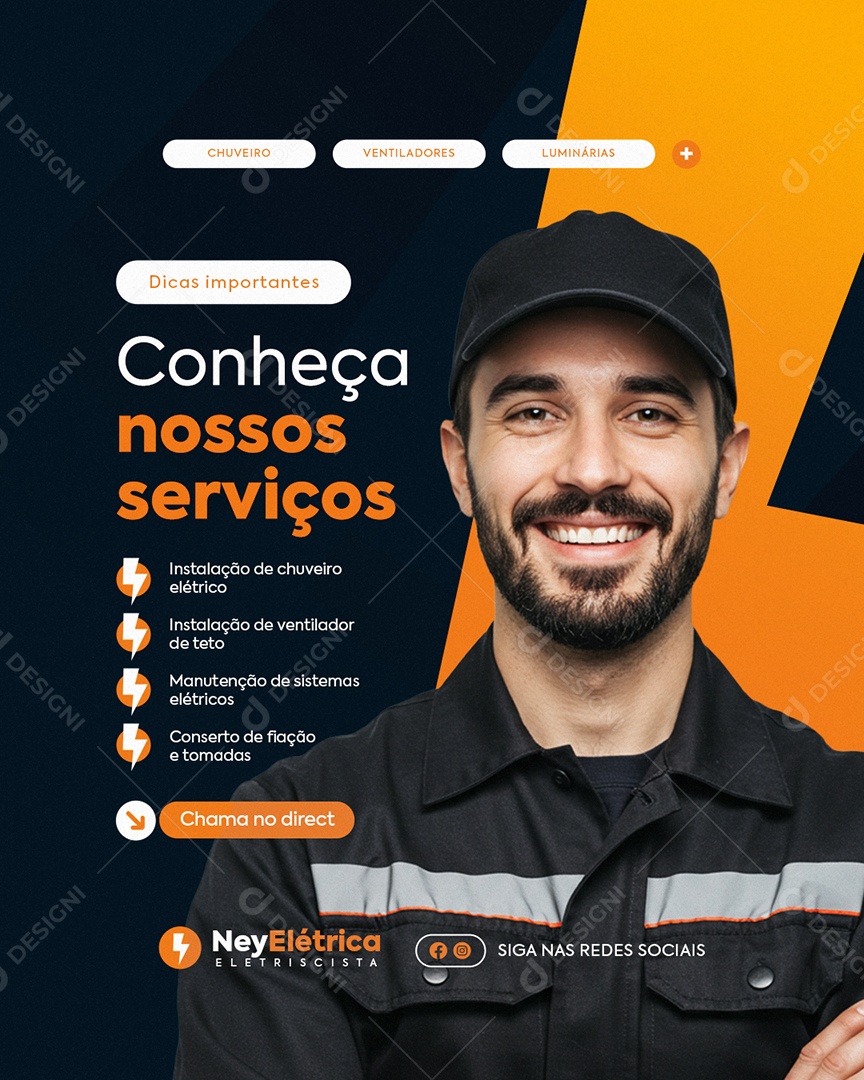 Eletricista Dicas Importantes Social Media PSD Editável
