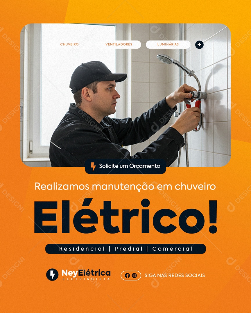 Eletricista Solicite um Orçamento Social Media PSD Editável