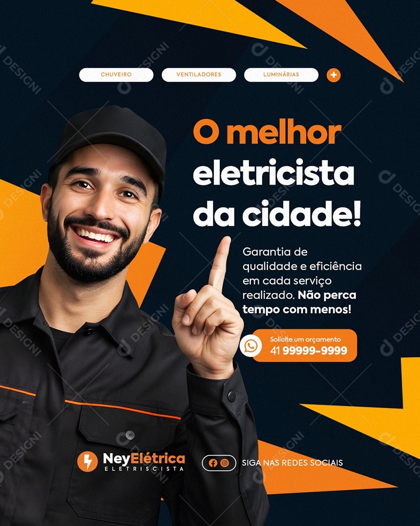 O Melhor Eletricista da Cidade Social Media PSD Editável