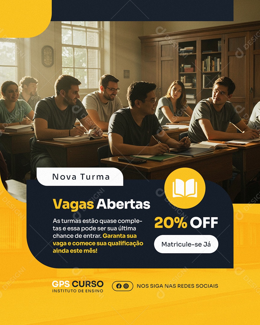 Curso Nova Turma Vagas Abertas Social Media PSD Editável