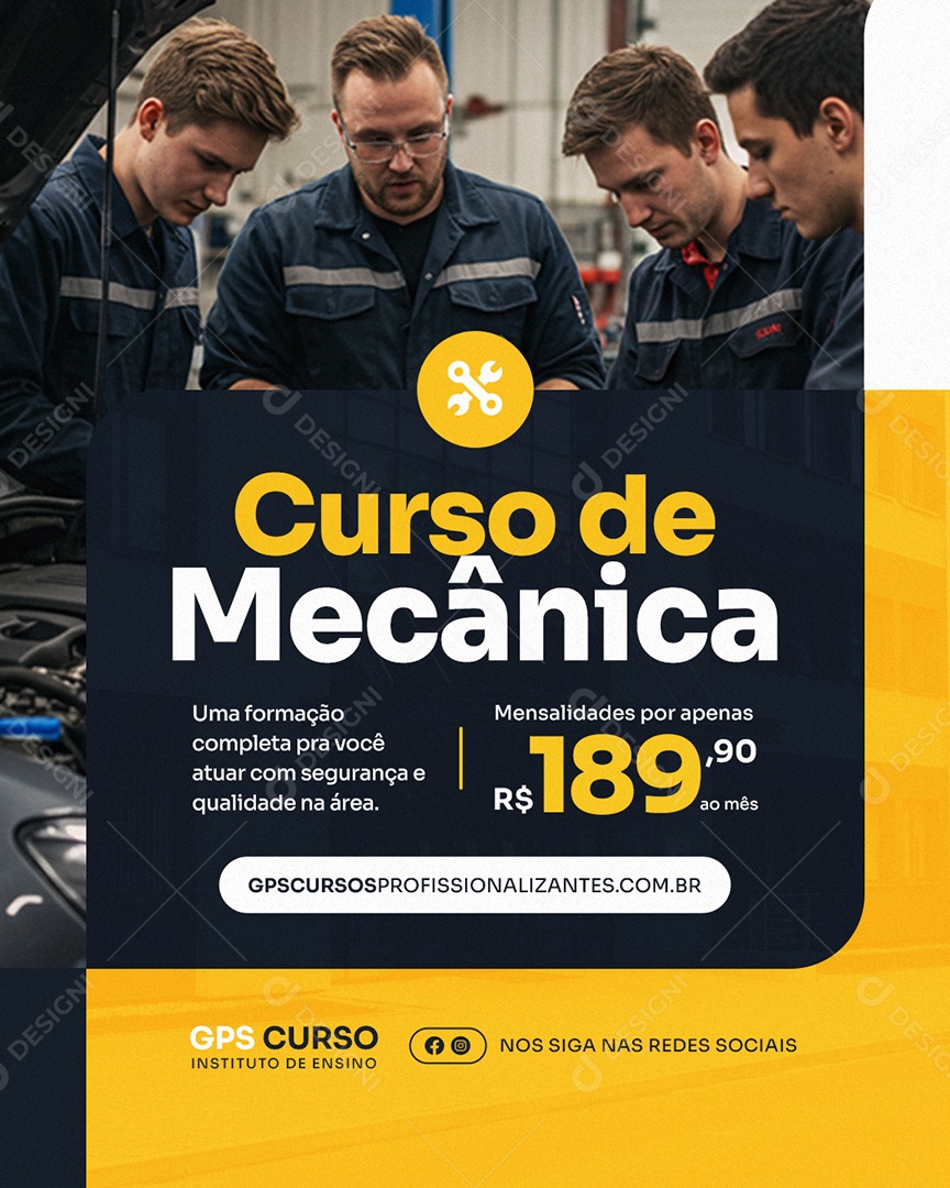 Curso de Mecânica Social Media PSD Editável