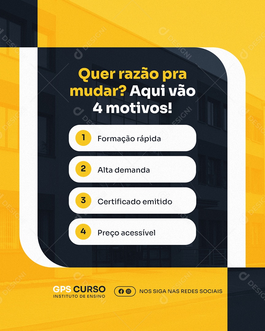 Curso Quer Razão pra Mudar Social Media PSD Editável