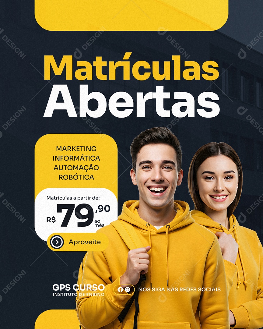 Curso Matrículas Abertas Social Media PSD Editável
