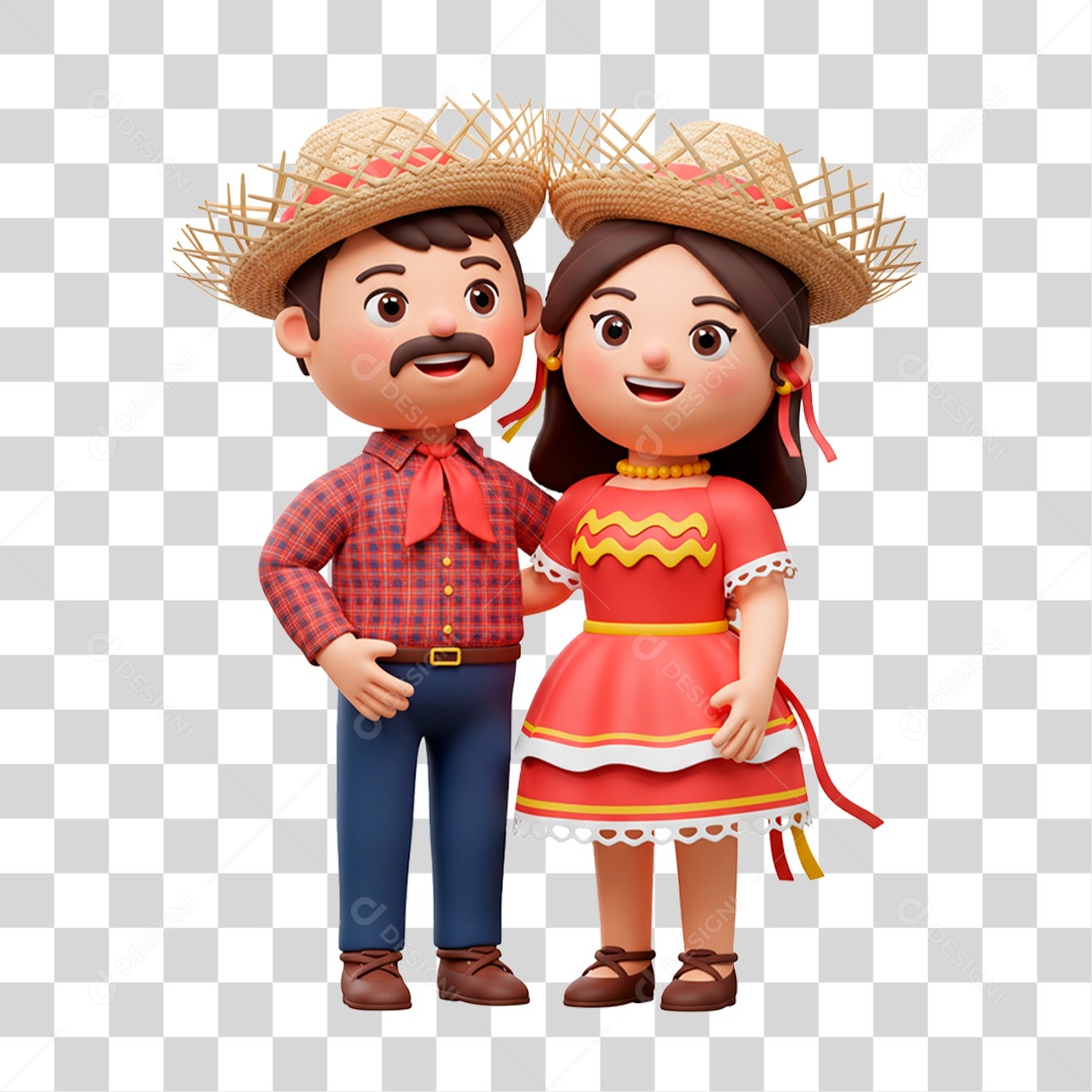 Personagem Casal de Festa Junina PNG Transparente