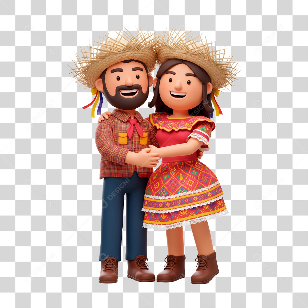 Personagem Casal de Festa Junina PNG Transparente