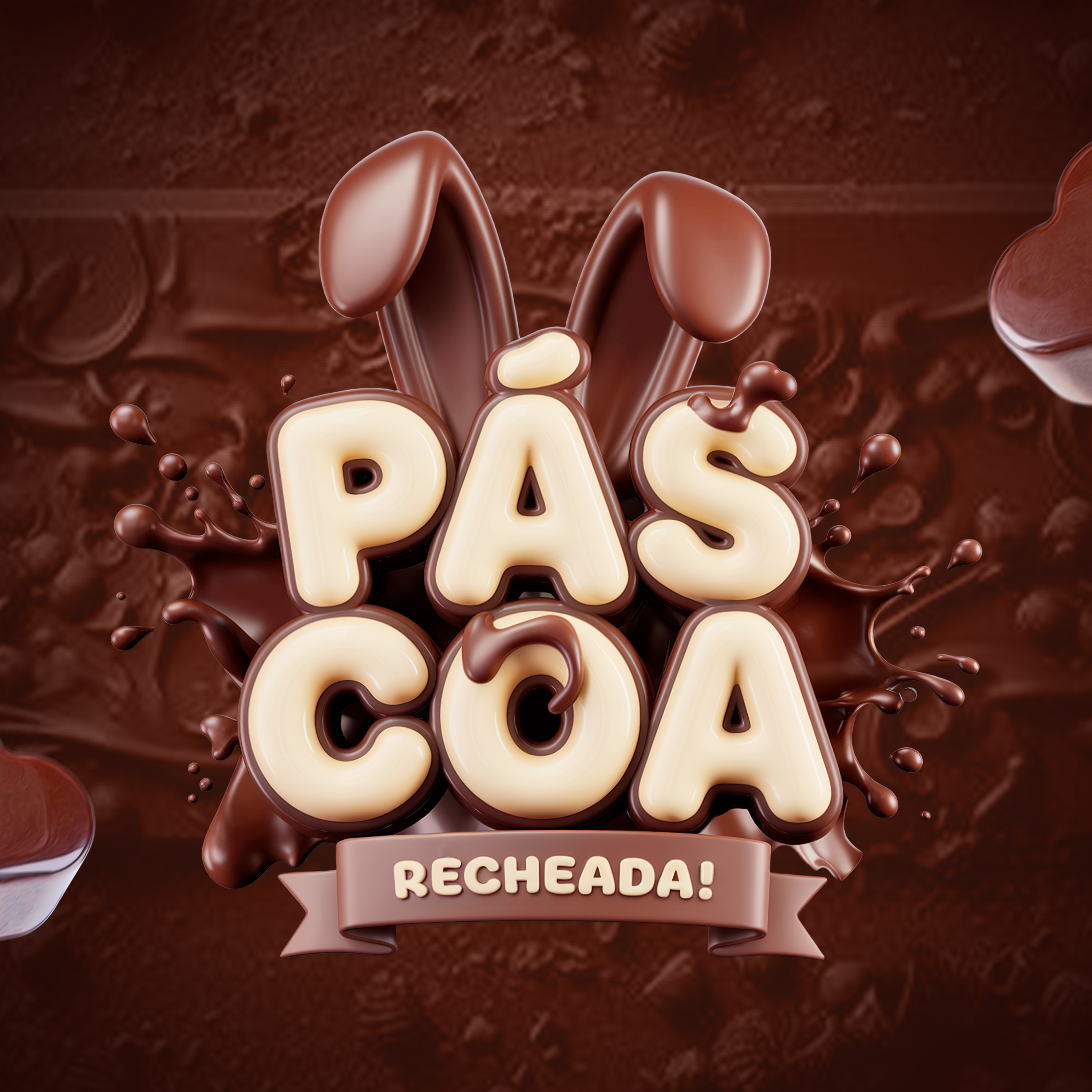 Páscoa Recheada Selo 3D para Composição PSD