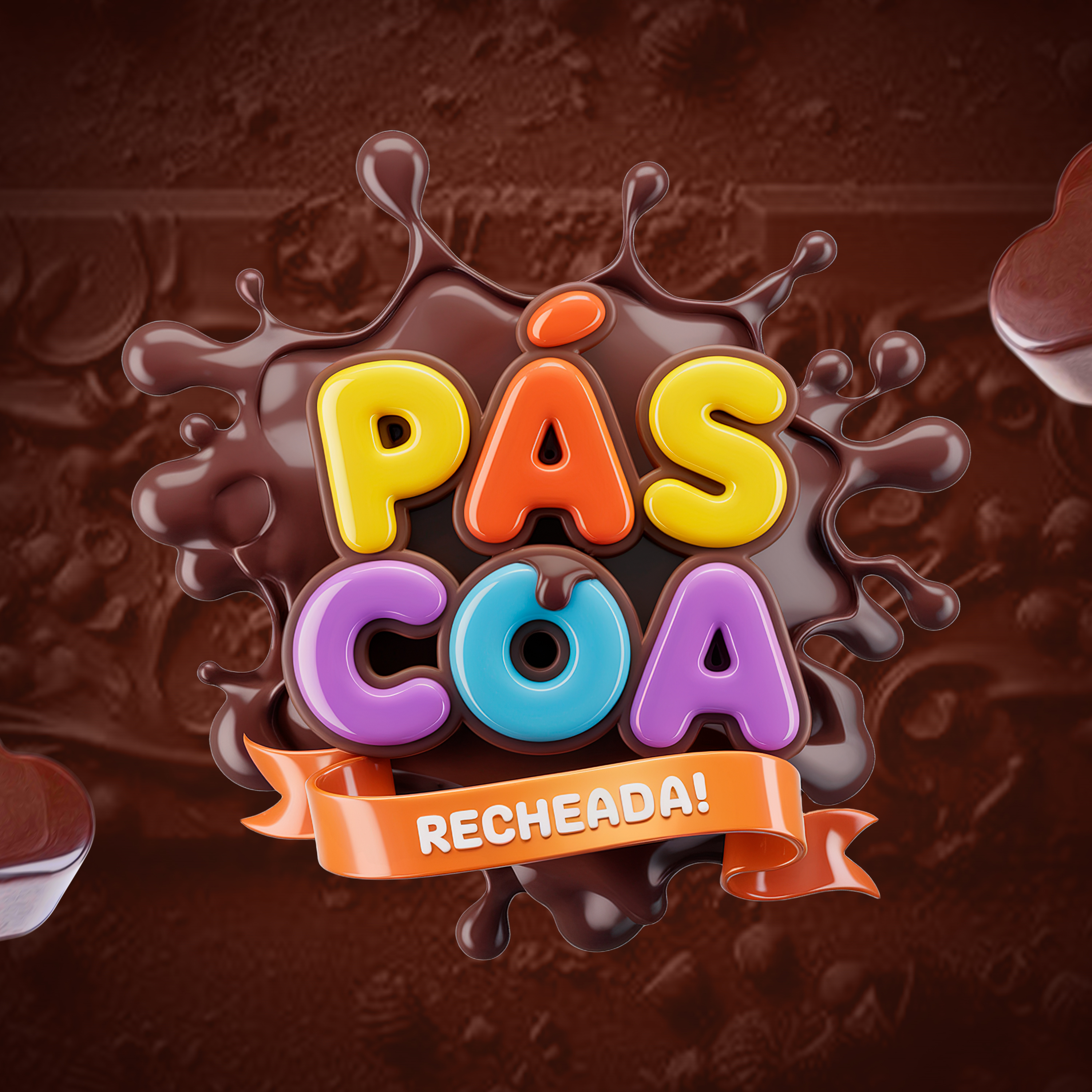 Páscoa Recheada Selo 3D para Composição PSD