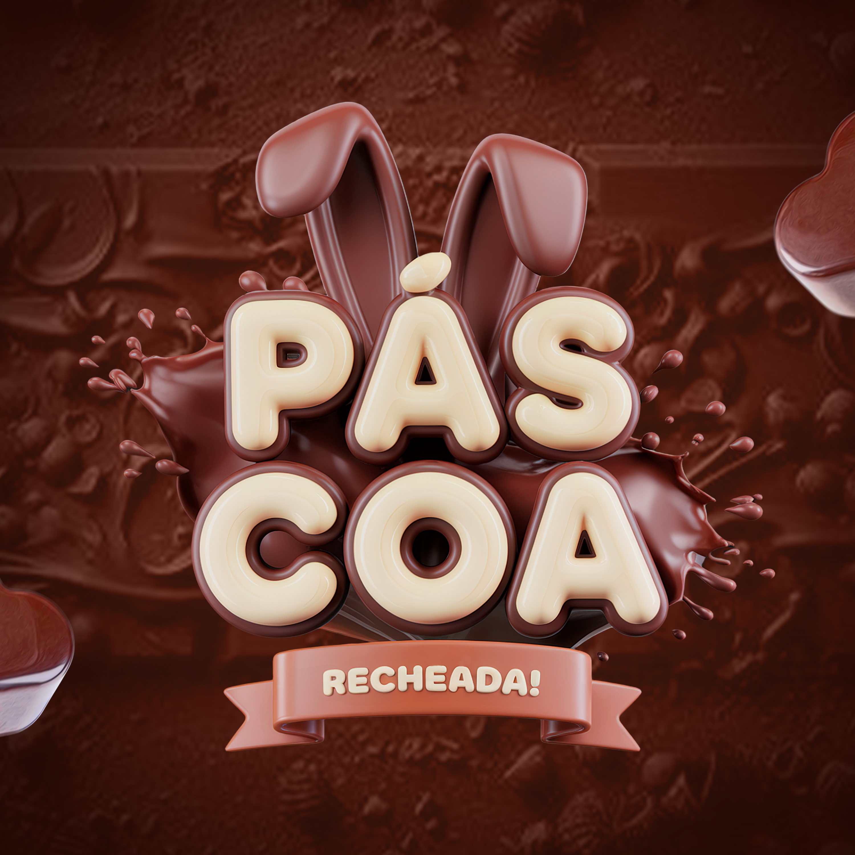 Páscoa Recheada Selo 3D para Composição PSD