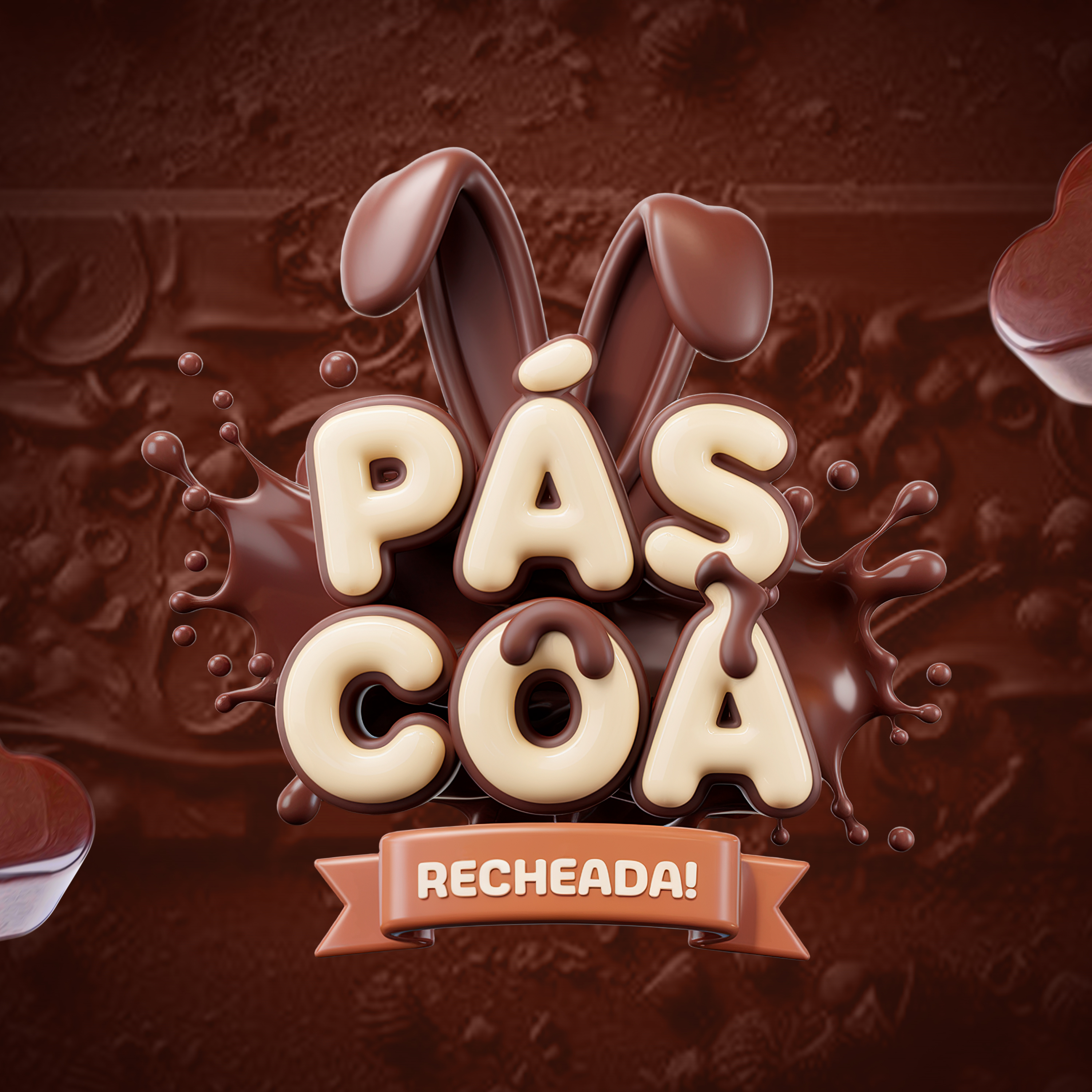 Páscoa Recheada Selo 3D para Composição PSD