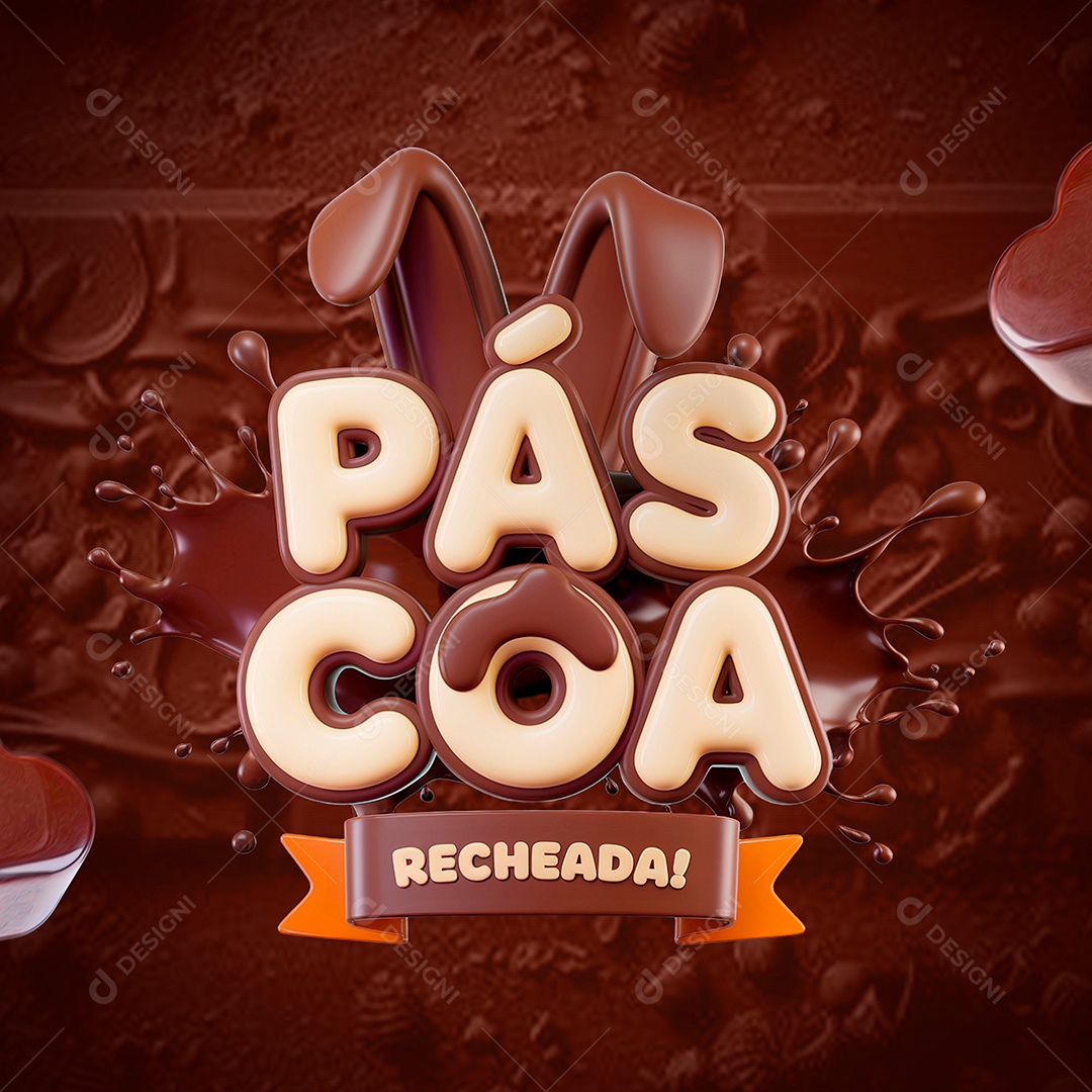 Páscoa Recheada Selo 3D para Composição PSD
