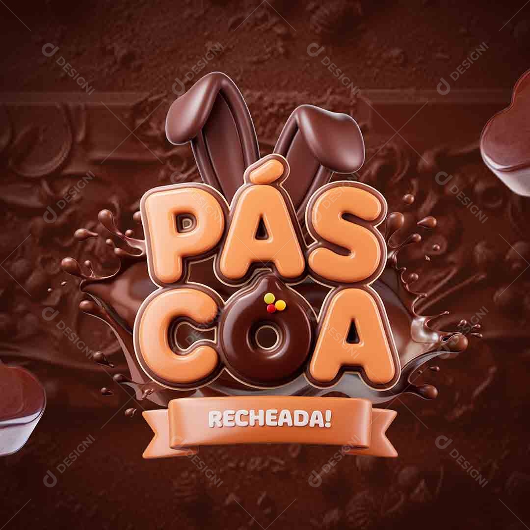 Páscoa Recheada Selo 3D para Composição PSD
