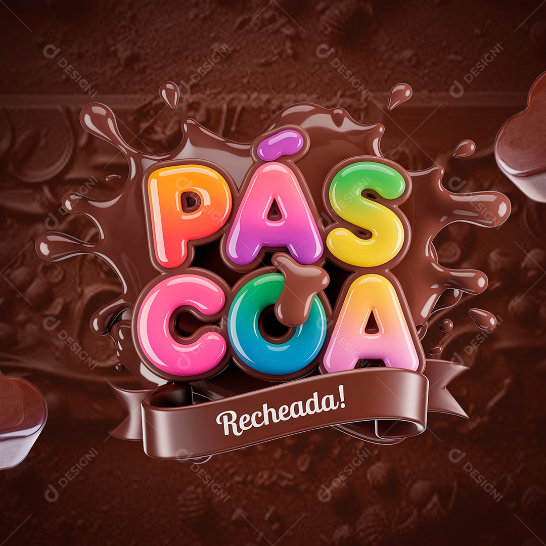 Páscoa Recheada Selo 3D  para Composição PSD