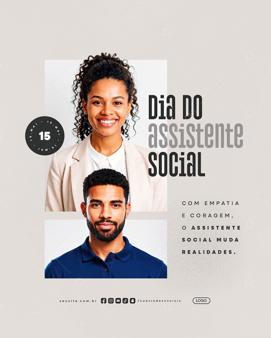 Dia do Assistente Social 15 de Maio Social Media PSD Editável