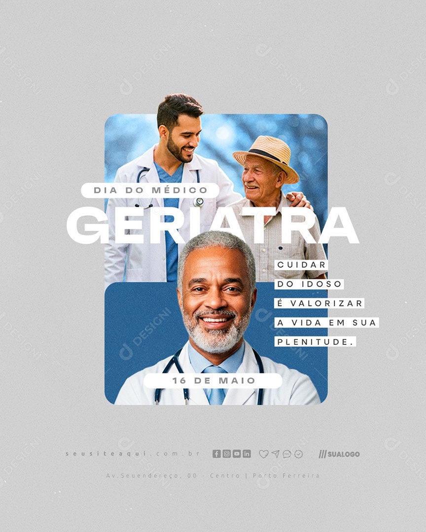 Dia do Médico Geriatra 16 de Maio Social Media PSD Editável