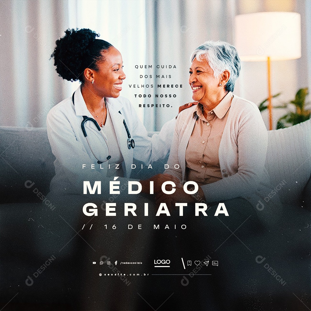 Feliz Dia do Médico Geriatra 16 de Maio Social Media PSD Editável