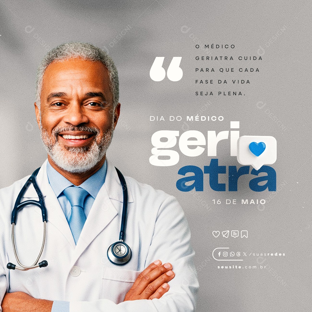 Dia do Médico Geriatra 16 de Maio Social Media PSD Editável
