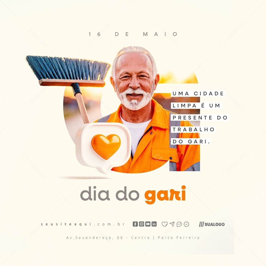 Dia do Gari 16 de Maio Social Media PSD Editável