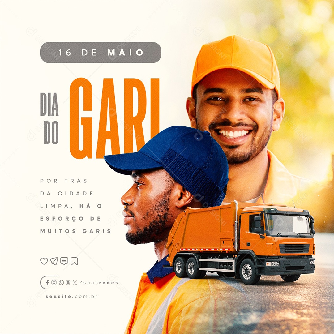 Dia do Gari 16 de Maio Social Media PSD Editável