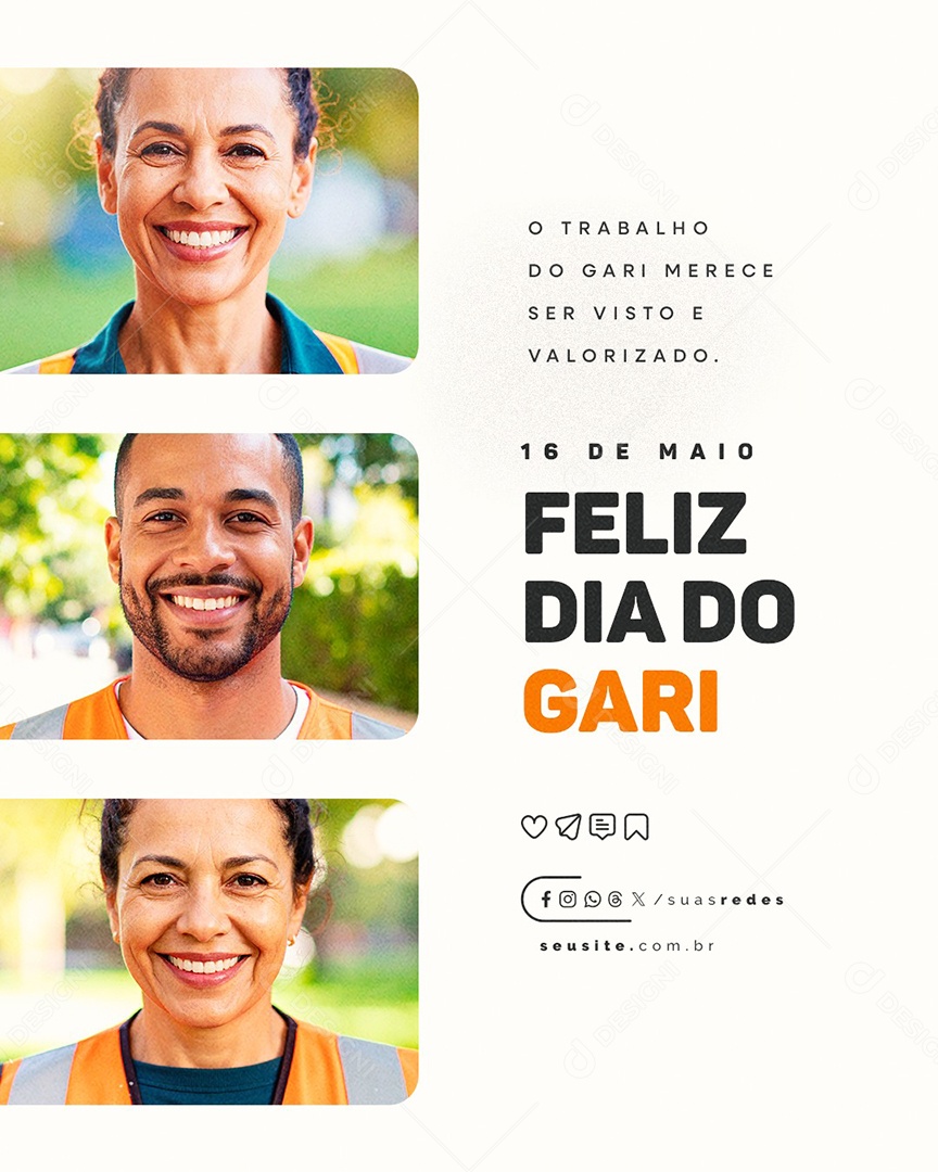 Dia do Gari 16 de Maio Social Media PSD Editável
