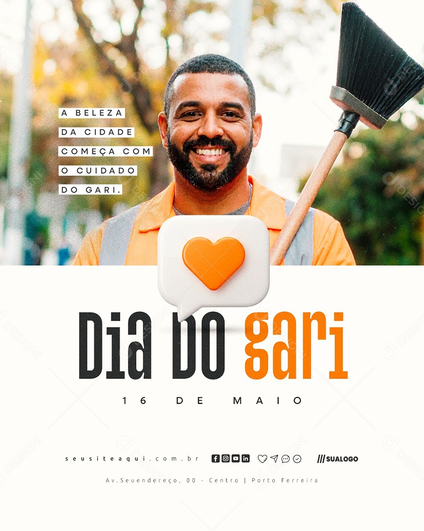 Dia do Gari 16 de Maio Social Media PSD Editável