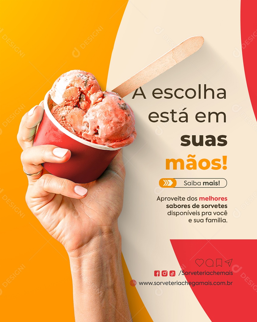 Sorveteria A Escolha Está Em Suas Mãos Social Media PSD Editável
