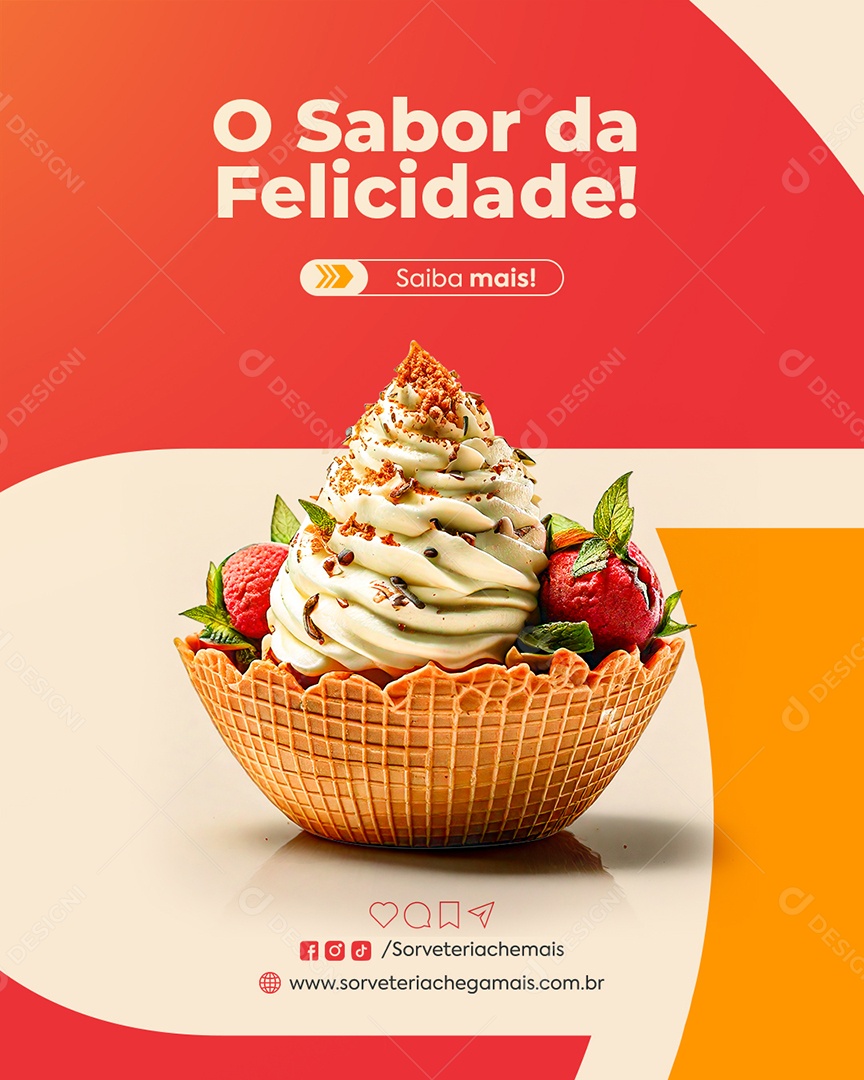 Sorveteria O Sabor da Felicidade Social Media PSD Editável