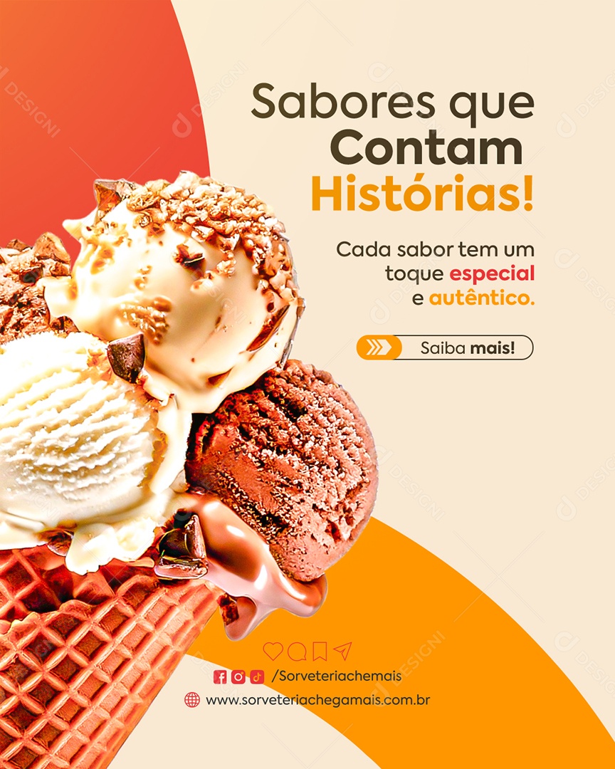 Sorveteria Sorvetes Que Contam Histórias Social Media PSD Editável