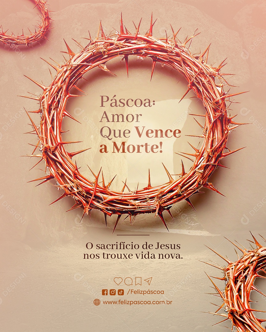 Páscoa Amor Que Vence a Morte Social Media PSD Editável