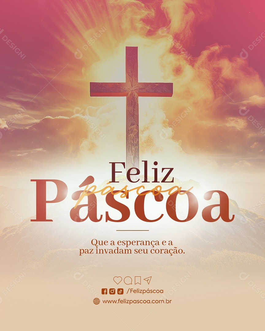 Feliz Páscoa Que a Esperança e a Paz Invadam Seu Coração Social Media PSD Editável