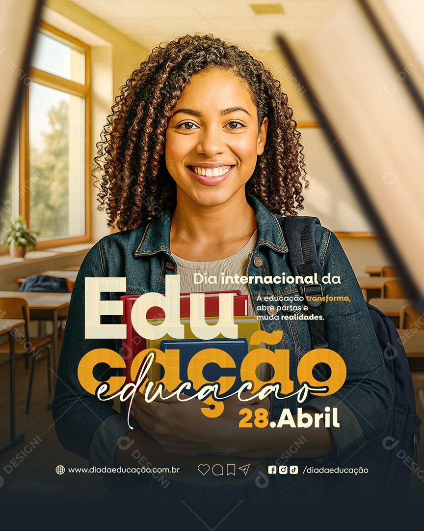 Dia Internacional da Educação 28 de Abril Social Media PSD Editável