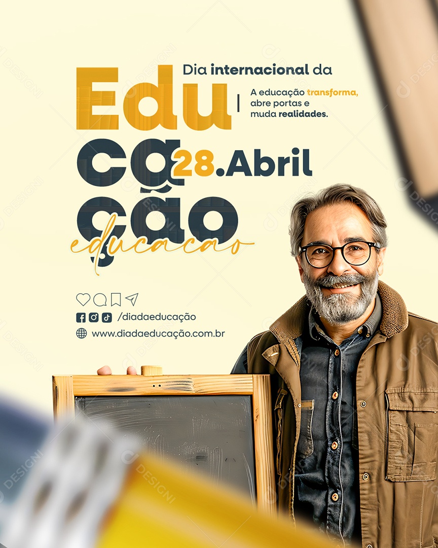 Dia Internacional da Educação 28 de Abril Social Media PSD Editável