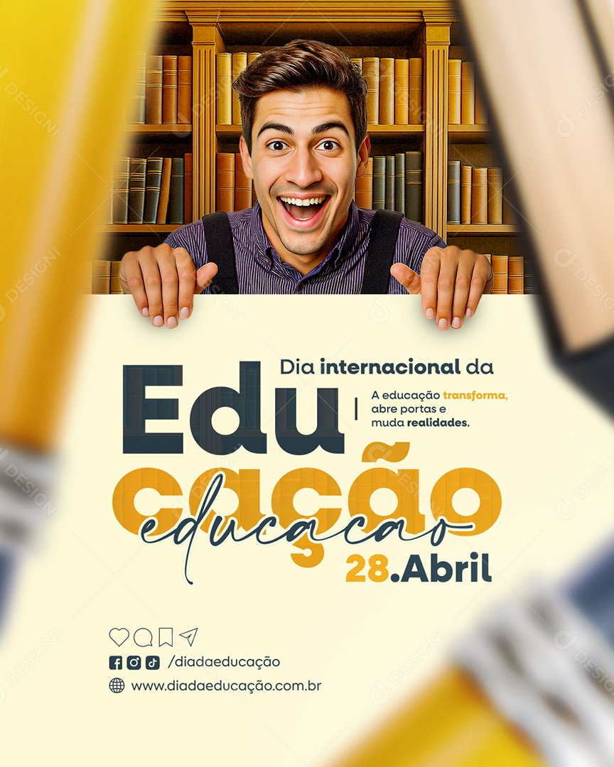Dia Internacional da Educação 28 de Abril Social Media PSD Editável