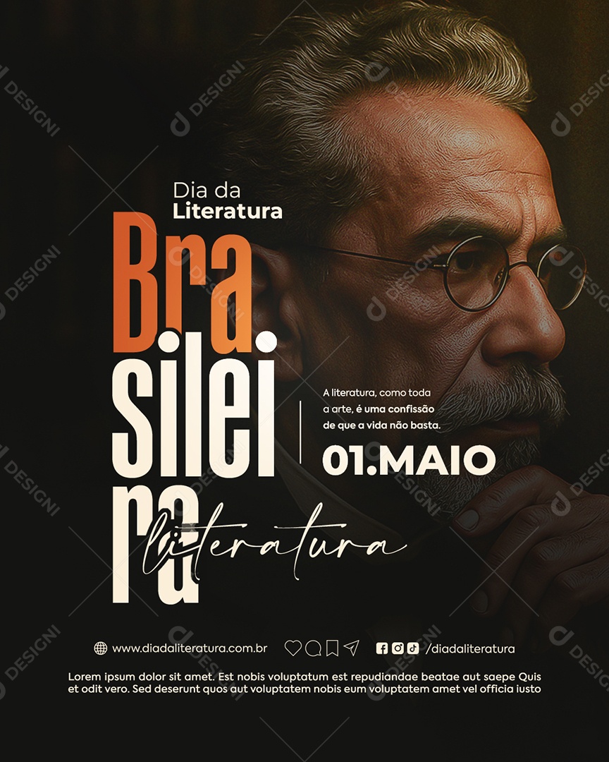 Dia Da Literatura Brasileira 1 de Maio Social Media PSD Editável