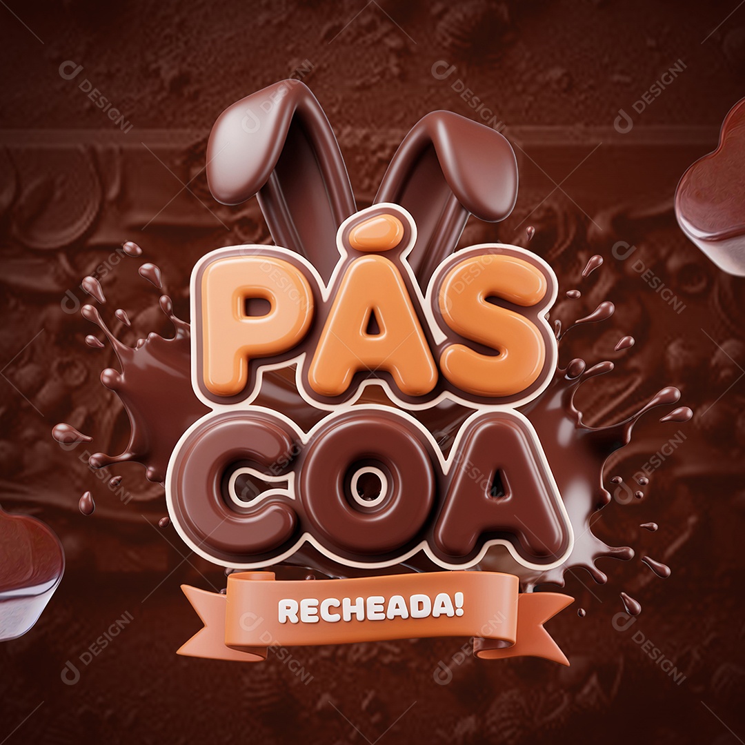 Páscoa Recheada Selo 3D Para Composição PSD