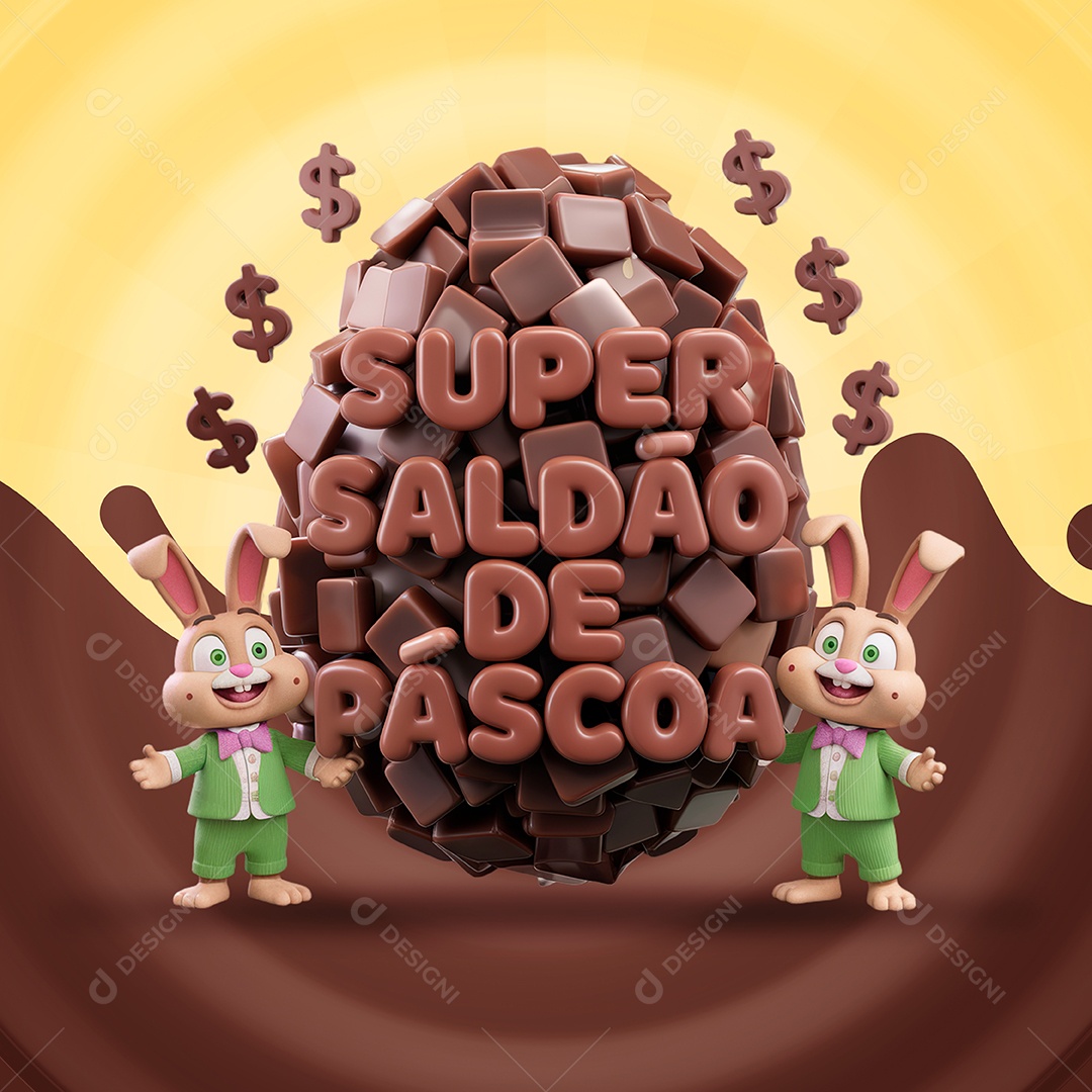 Páscoa Super Saladão Selo 3D Para Composição PSD