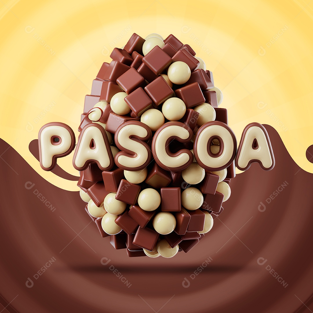 Páscoa  Selo 3D para Composição PSD