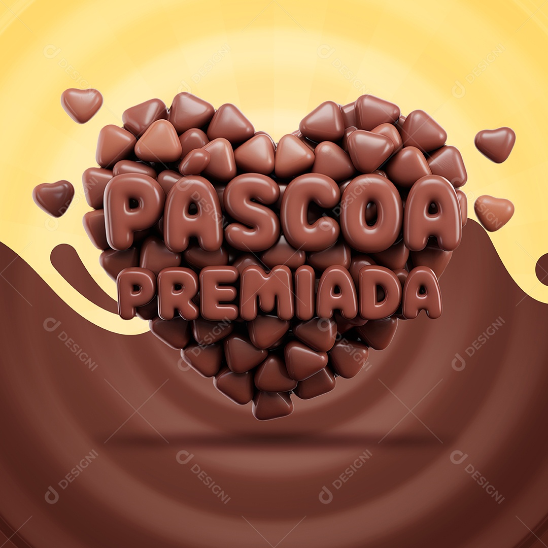 Páscoa Premiada Selo 3D para Composição PSD