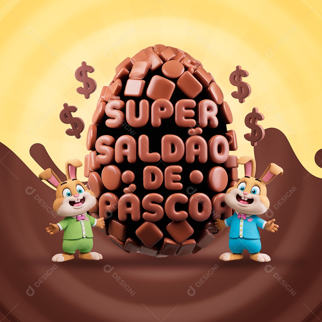 Páscoa Super Saladão Selo 3D para Composição PSD