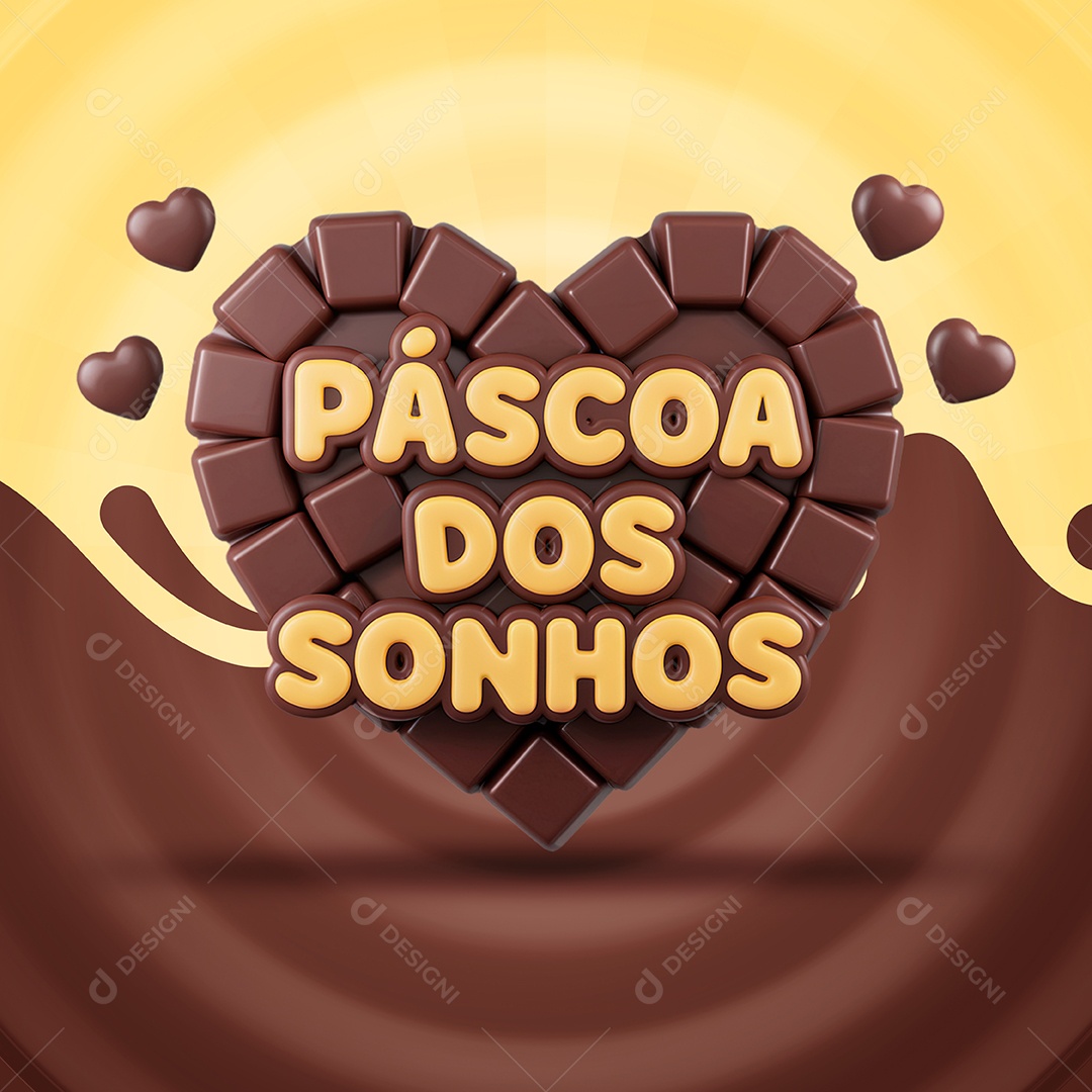 Páscoa Dos Sonhos Selo 3D para Composição PSD