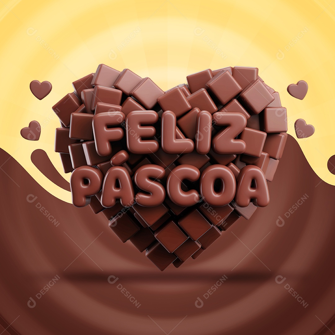 Páscoa Feliz Selo 3D para Composição PSD