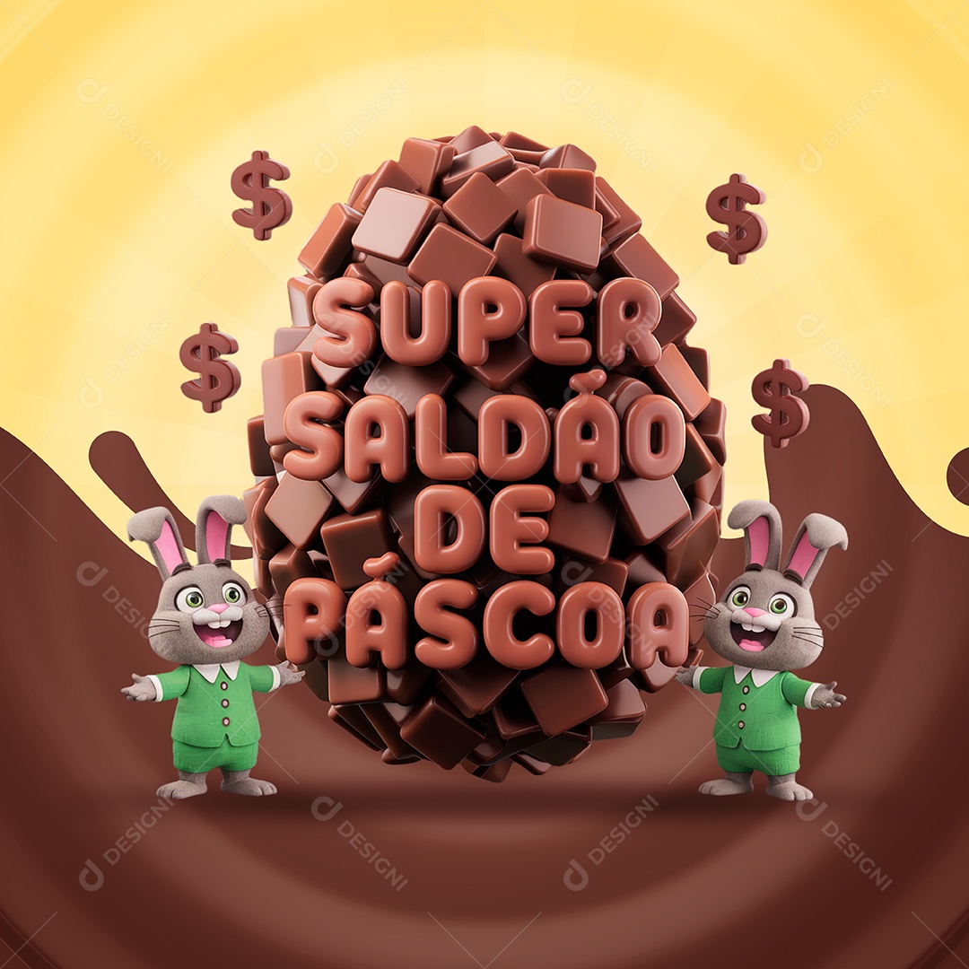 Páscoa Super Saladão Selo 3D para Composição PSD