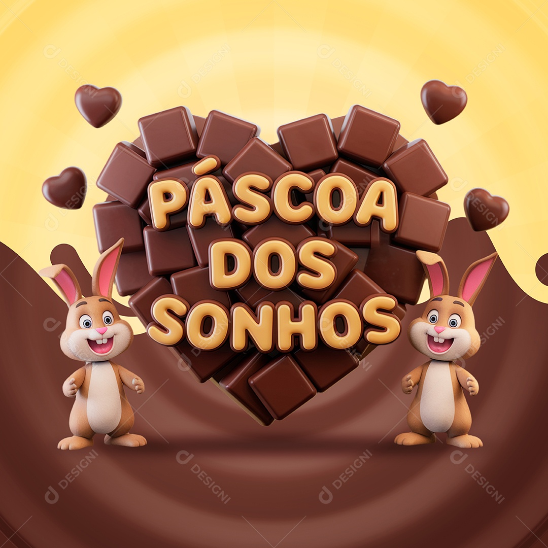 Páscoa Dos Sonhos Selo 3Dpara Composição PSD