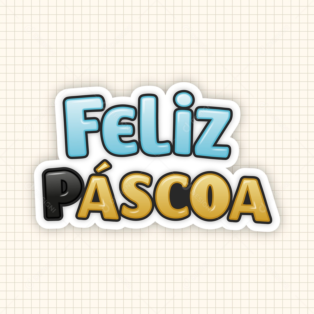 Feliz Páscoa Adesivo Ilustração Vetor EPS Editável