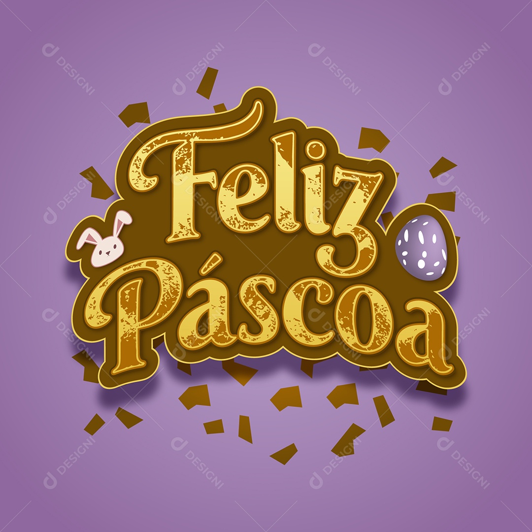 Feliz Páscoa Lettering Ilustração Vetor EPS Editável