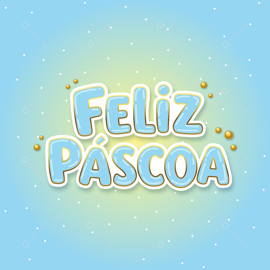 Feliz Páscoa Lettering Ilustração Vetor EPS Editável