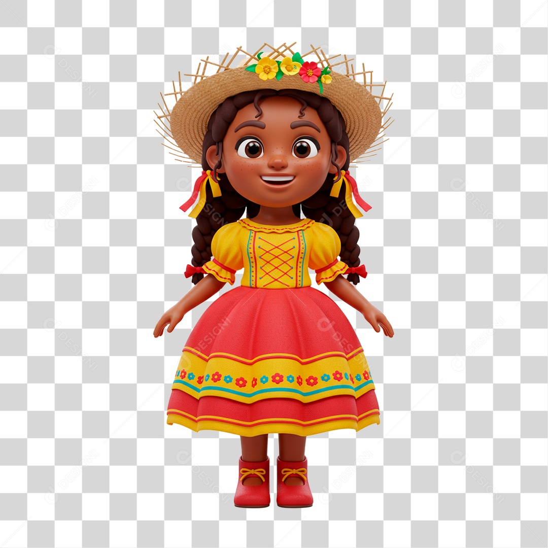 Personagem Menina com Roupa de Festa Junina PNG Transparente