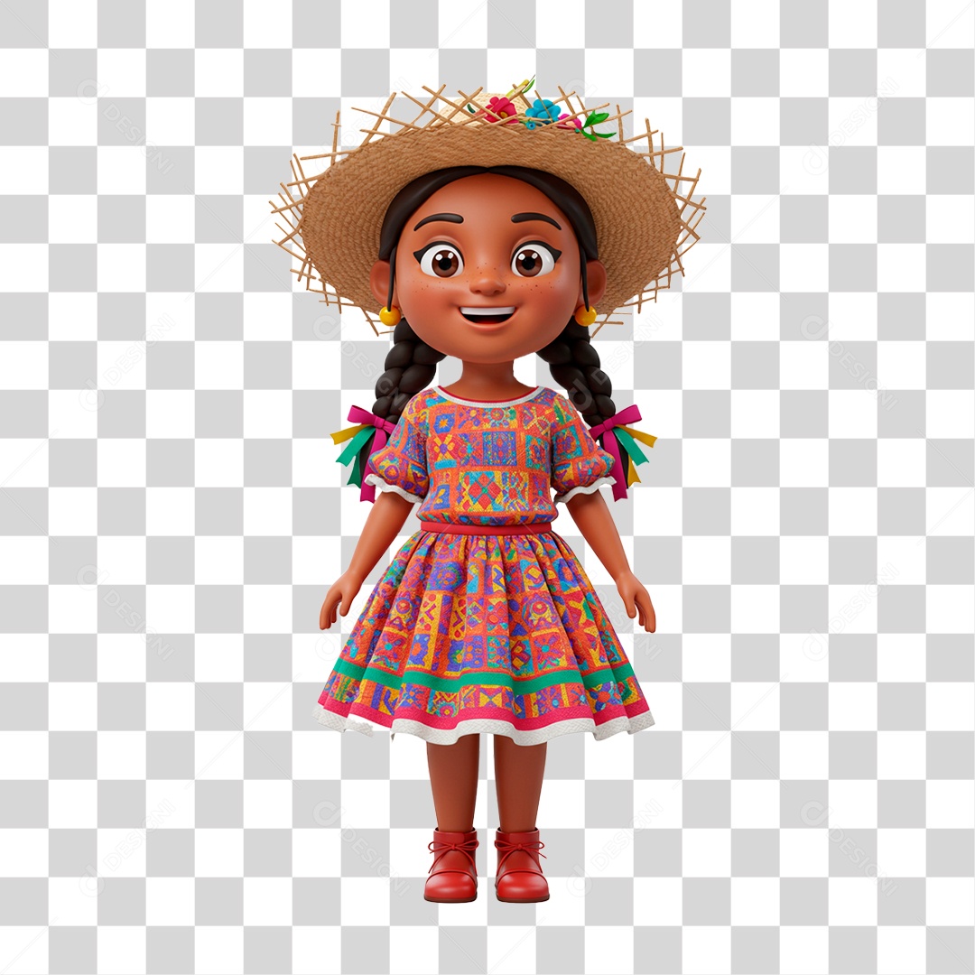 Personagem Menina com Roupa de Festa Junina PNG Transparente