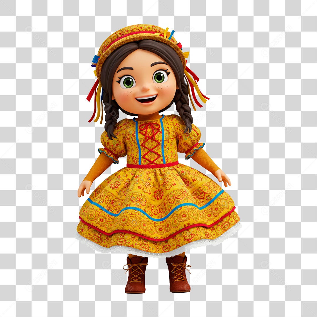 Personagem Menina com Roupa de Festa Junina PNG Transparente