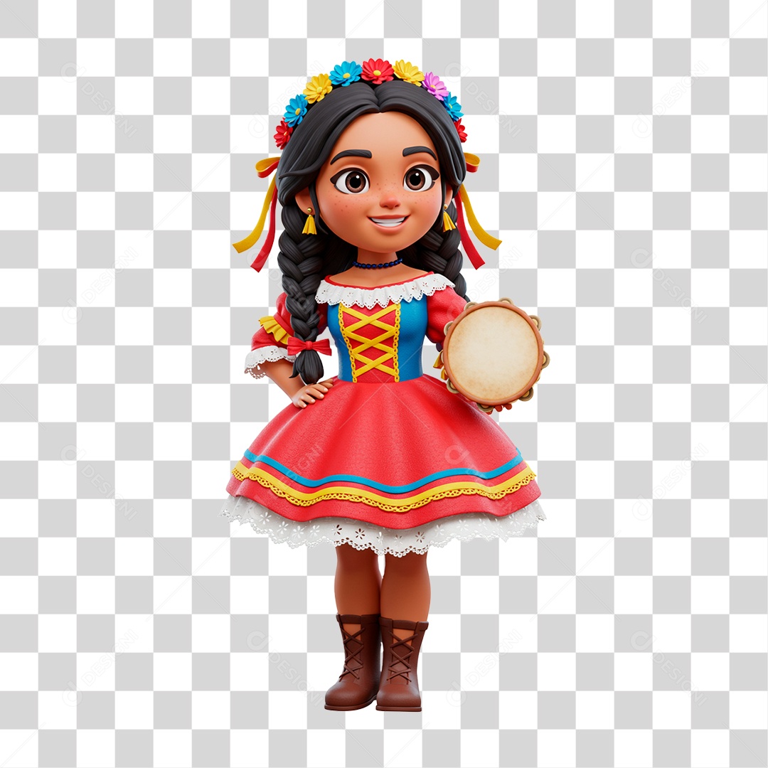 Personagem Menina com Roupa de Festa Junina PNG Transparente