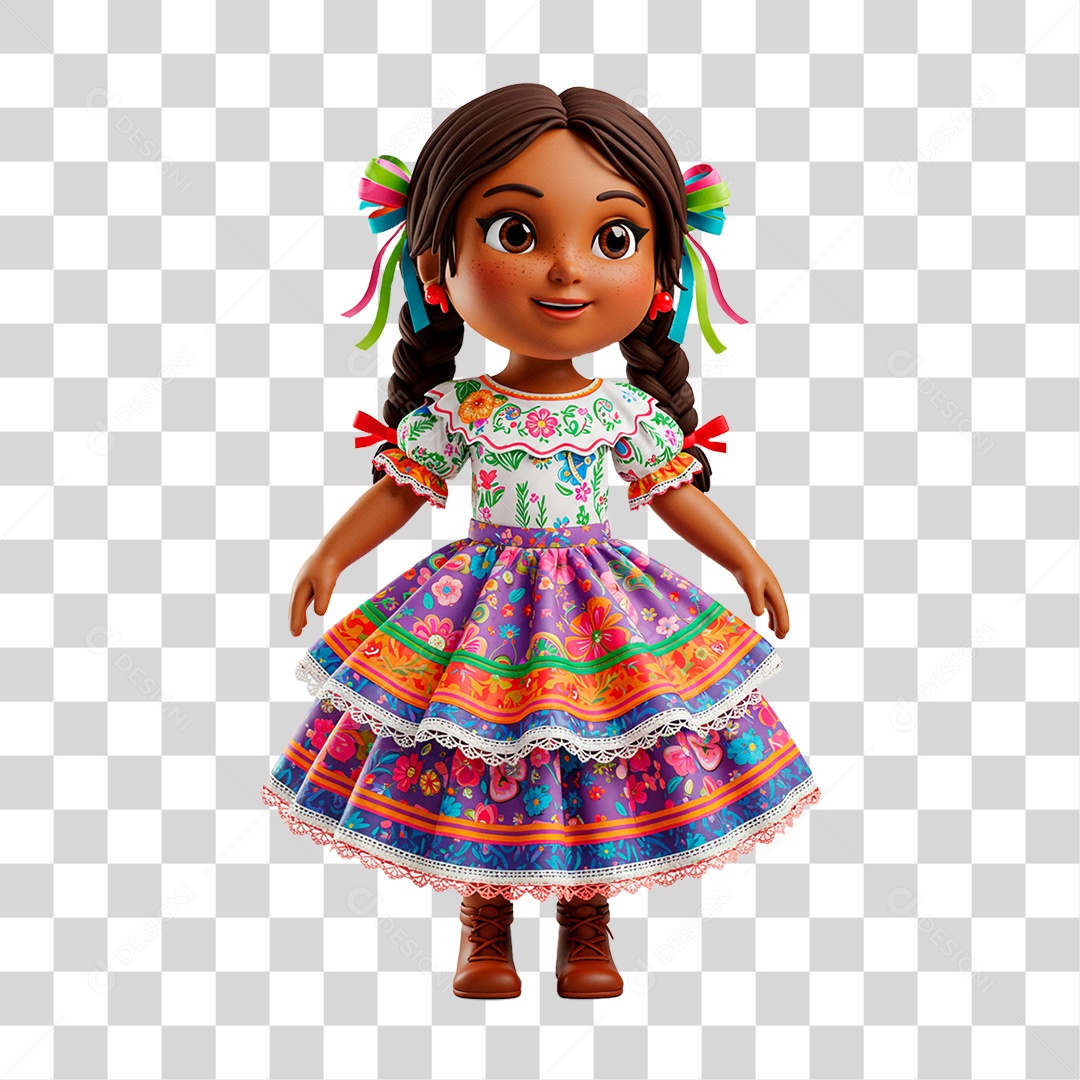 Personagem Menina com Roupa de Festa Junina PNG Transparente